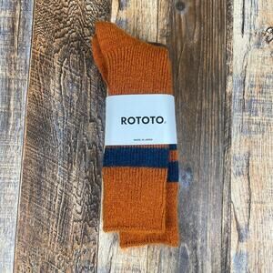 Rototo Men's Large Orange Nylon Wool Polyester Brushed Mohair Crew Socks